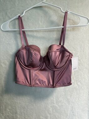 Auden Satin Dusty Rose Longline Bralette